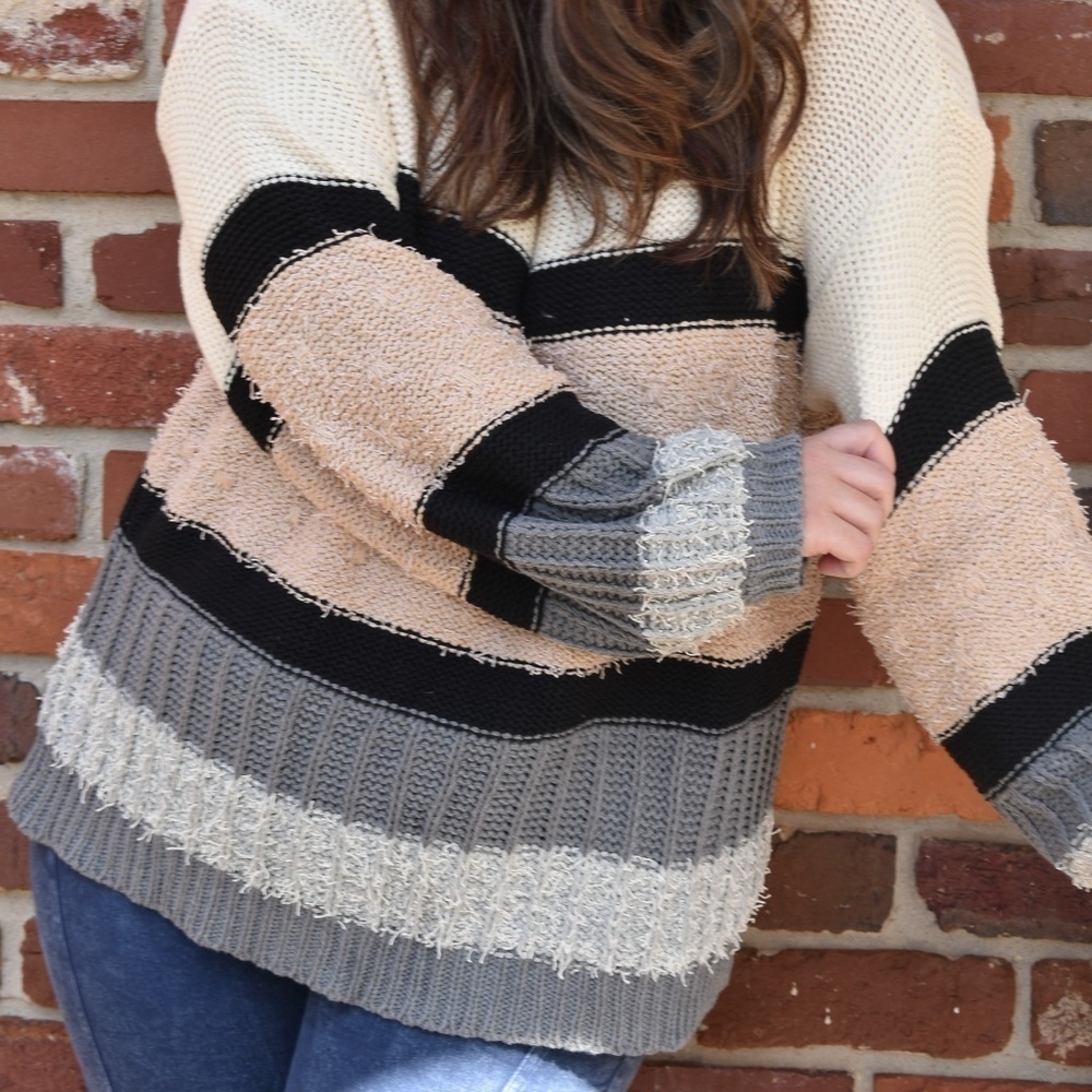 Multi Color Long Sleeve Pullover Sweater